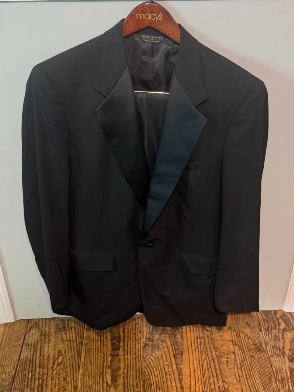 Joseph Abboud Tuxedo Full Suit Size 41 Tall Pants 34x32 Black Bespoke Bowtie Set